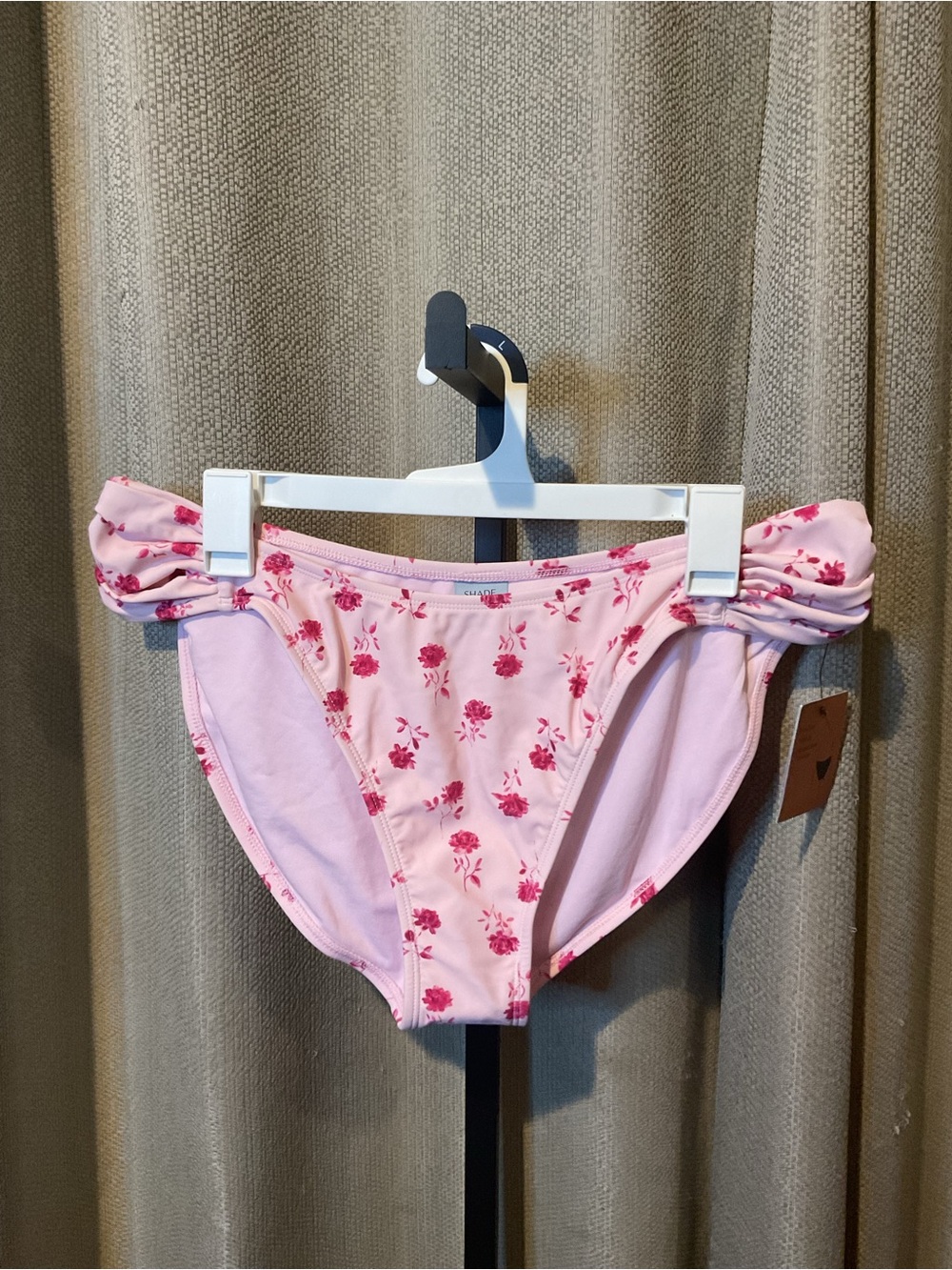 Shade & Shore Pink Floral Bikini Bottoms with Ruffle Sides L